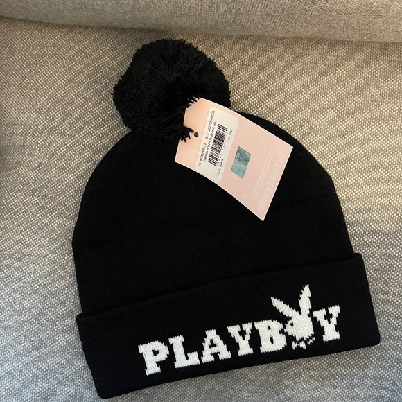 Playboy Black Pom Pom Beanie 